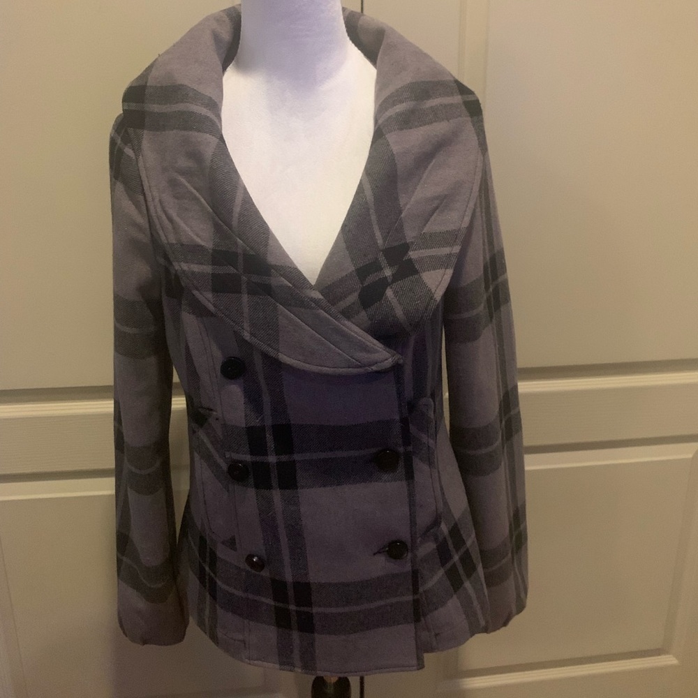 NWT Tulle by Anthropologie Plaid Pea Coat, Large